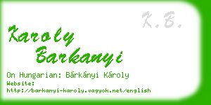 karoly barkanyi business card
